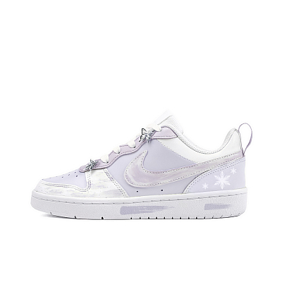 Nike Court Borough Low Love Wednesday, Amber Anti Slip Wear Resistant Low Top Skateboard Shoes GS White Purple
