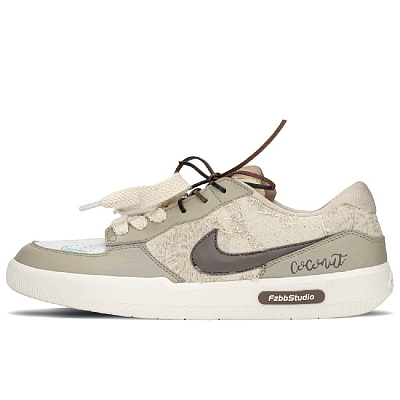 Nike SB Force 58 Impact Resistance, Quick Dry, Abrasion Resistant Low Top Skateboard Shoes Men's White Brown