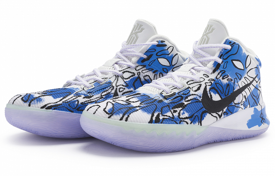 Nike Flytrap 4 EP Slip-Resistant Cushioning Abrasion-Resistant Mid-Top Basketball Shoes Men's Blue Black White купить в интернет-магазине Yoocart с быстрой доставкой по России.