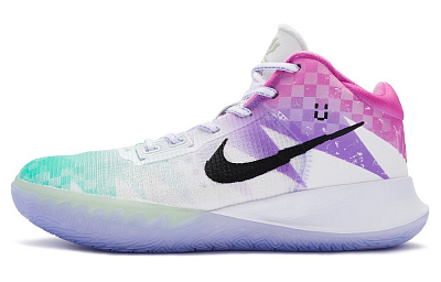 Nike Flytrap 4 811 Manufacturing Anti Slip Wear Resistant Mid Top Basketball Shoes Men's White Green Purple Red
