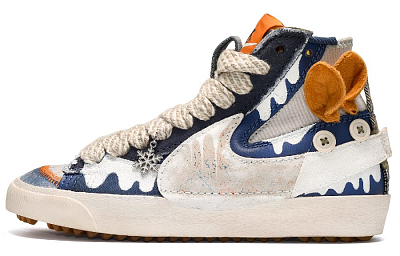 Nike Blazer CUS ID High-Top Skateboard Shoes Women's White Blue Brown