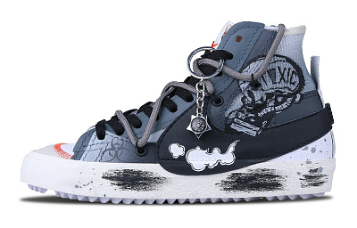 Nike Blazer 77 Jumbo Mid-Top Skateboard Shoes Unisex Black White Gray