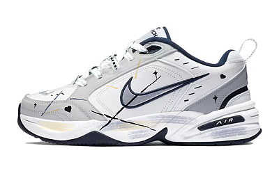 Nike Air Monarch 4 Anti Slip And Wear Resistant Height Increasing Low Top Chunky Sneakers Unisex Gray