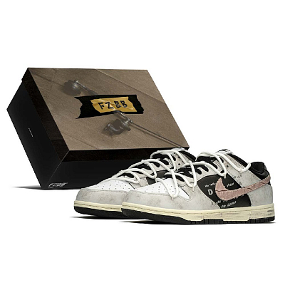 Nike Dunk Anti-Slip And Wear-Resistant Lightweight Height Increasing Low-Top Skateboard Shoes Women's Black White Gray