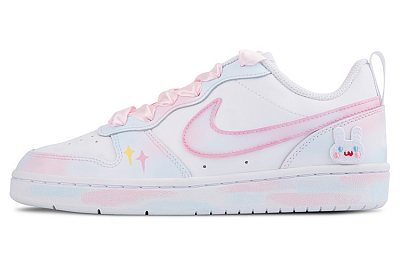 Nike Court Borough Low Low 2 Skateboard Shoes GS Pink Blue White