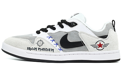 Nike SB Alleyoop Slip-Resistant Low-Top Skateboard Shoes Men's Silver White