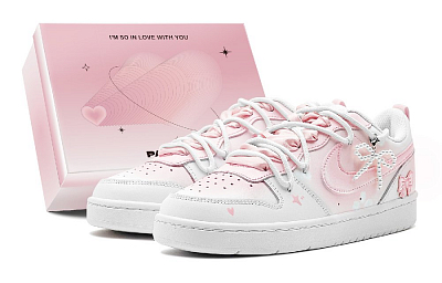 Nike Court Borough Skateboard Shoes Women's Low-Top Pink/White