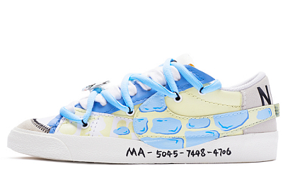 Nike Blazer Low Top Skateboard Shoes Men's Blue White