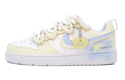 Nike Court Borough Low Top Skateboard Shoes GS Light Yellow