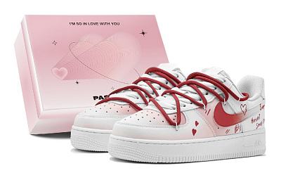 Nike Air Force 1 Air Force 1 Sweet Heart Gradient Spray Painting Low-Top Skateboard Shoes Women's Red White