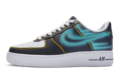 Nike Air Force 1 Low Top Skateboard Shoes GS Black White Blue Yellow