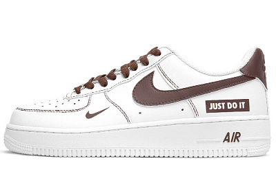 Nike Air Force 1 Slip Resistant Abrasion Resistant Low top Skateboard Shoes Men's White Brown