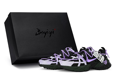 Nike V2K Run Slip Resistant Low Top Running Shoes Unisex Black Silver Purple