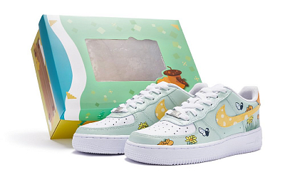Nike Air Force 1 Low 811 Manufacturing Low Top Skateboard Shoes GS Mint Green, Yellow, Black, White