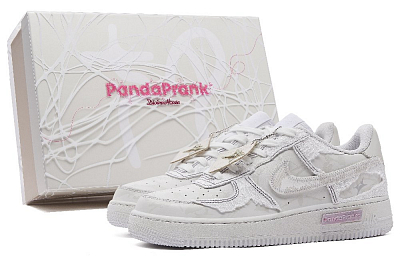 Nike Air Force 1 Anti-Slip Wear-Resistant Low-Top Skateboard Shoes GS Beige White Pink