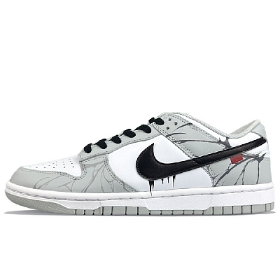 Nike Anti-Slip And Wear-Resistant Lightweight Low-Top Skateboard Shoes Men's Gray White Black