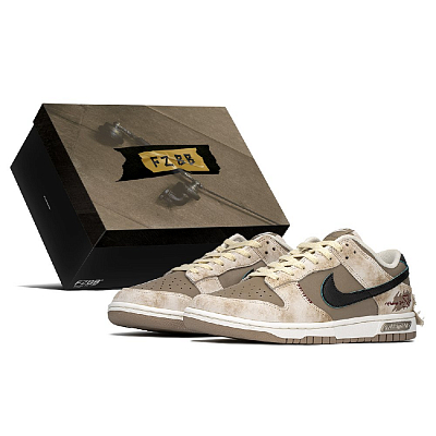 Nike Dunk Anti-Slip And Wear-Resistant Lightweight Height Increasing Low-Top Skateboard Shoes Unisex Beige Brown Black