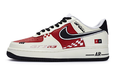 Nike Air Force 1 Low Top Skateboard Shoes GS Beige White Red