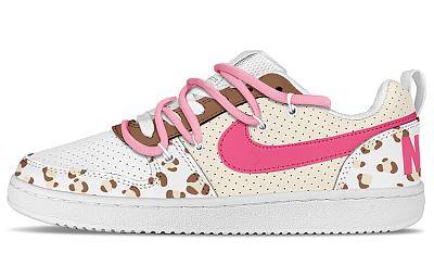 Nike Court Borough Triple White Low-Top Skateboard Shoes Men's Brown Pink