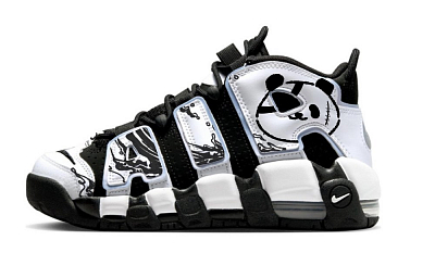 Nike Air More Uptempo Slip-Resistant Low-Top Basketball Shoes Unisex Black White