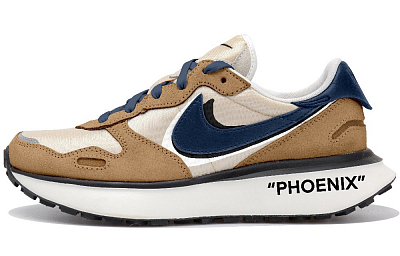 Nike Phoenix Waffle Breathable Low Top Casual Shoes Women's Beige Blue Brown