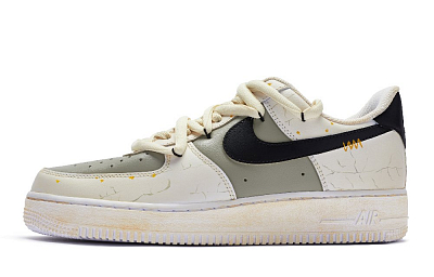 Nike Air Force 1 Low 811 Manufacturing Low Top Skateboard Shoes GS Beige Gray Black