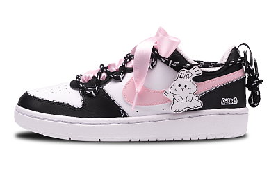 Nike Court Borough Anti Slip Wear Resistant Low Top Skateboard Shoes GS Black Pink