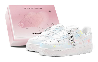 Nike Air Force 1 Air Force 1, Romantic Casual Multicolor Love Confession Low Top Skateboard Shoes Men's Blue Yellow