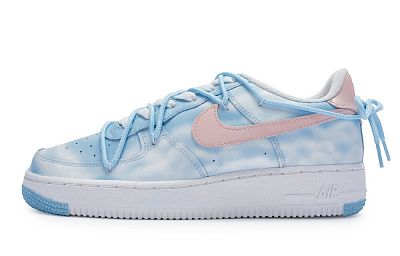 Nike Air Force 1 Anti Slip Wear Resistant Low Top Skateboard Shoes GS Blue White Pink