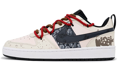 Nike Court Borough Paisley Lightweight Anti Slip Low Top Skateboard Shoes GS Ecru