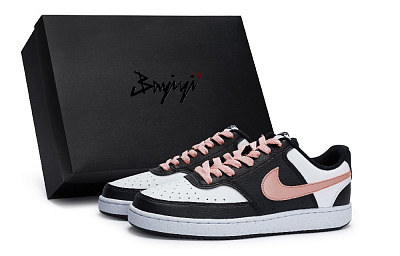 Nike Court Vision Low Anti-Slip Wear-Resistant Low-Top Skateboard Shoes Unisex Black White Pink