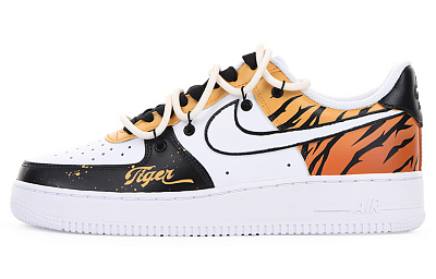 Nike Air Force 1 Air Force 1 CNY Wear-Resistant Cushioning Slip-Resistant Low-Top Skateboard Shoes Women's Black Orange