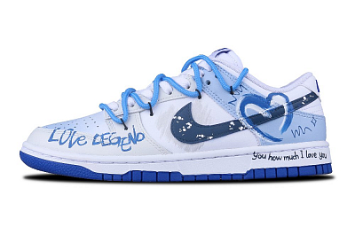 Nike Dunk Low-Top Skateboard Shoes Men's Blue White Gray