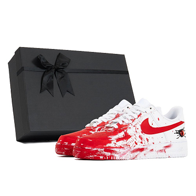 Nike Air Force 1 3 Times Laboratory Anti Slip Wear Resistant Low Top Skateboard Shoes Unisex White Red