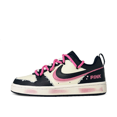 Nike Court Borough Rose Red Temptation Low Top Skateboard Shoes GS Black Red