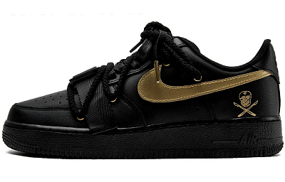 Nike Air Force 1 Wear-Resistant Balance Low-Top Skateboard Shoes Unisex Black Gold