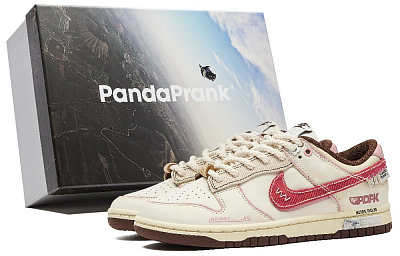 Nike Dunk 'Surfaces In Brown And Sail' Anti Slip Wear Resistant Low Top Skateboard Shoes Women's Pink White
