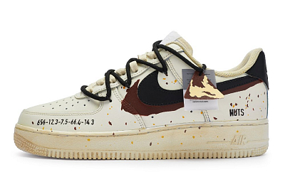 Nike Air Force 1 Slip Resistant Low Top Skateboard Shoes Women's Beige Brown Black