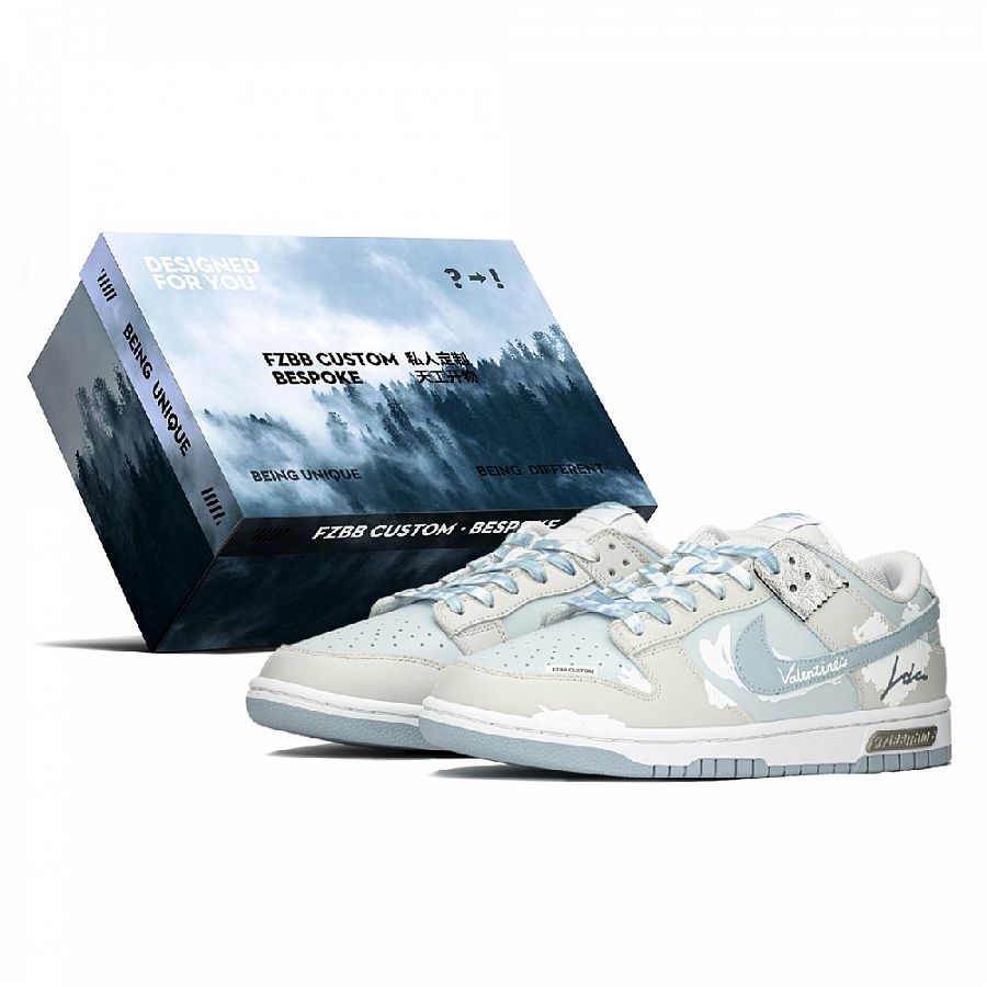 Nike Dunk Impact-Resistant Quick-Drying Wear-Resistant Low-Top Skateboard Shoes Men's Blue White Gray купить в интернет-магазине Yoocart с быстрой доставкой по России.