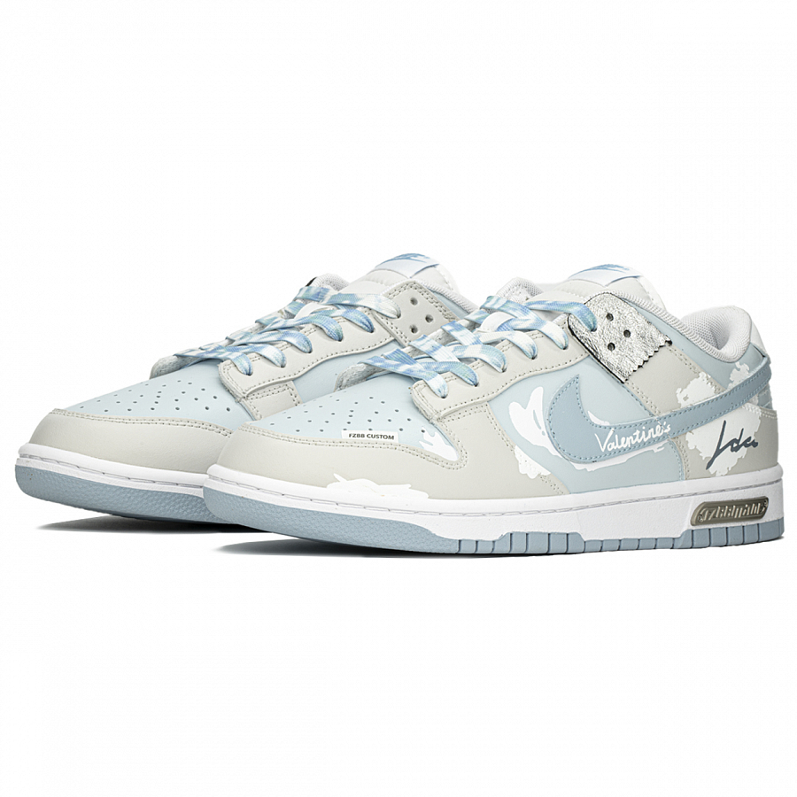 Nike Dunk Impact-Resistant Quick-Drying Wear-Resistant Low-Top Skateboard Shoes Men's Blue White Gray купить в интернет-магазине Yoocart с быстрой доставкой по России.
