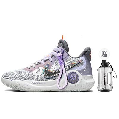 Nike KD Trey 5 Dynamic Light Waves Anti-Slip Wear-Resistant Mid-Top Basketball Shoes Unisex Gray Purple