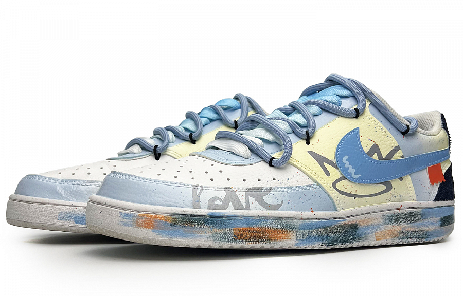 Nike Court Vision 1 Anti-Slip And Wear-Resistant Lightweight Low-Top Skateboard Shoes Women's Blue White купить в интернет-магазине Yoocart с быстрой доставкой по России.