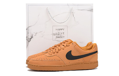 Nike Court Vision 1 Coverage Anti-Slip And Wear-Resistant Low-Top Skateboard Shoes Unisex Wheat