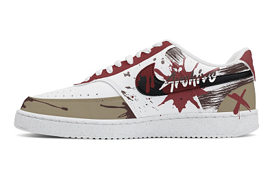 Nike Court Vision 1 Crimson Ashes Anti-Slip Wear-Resistant Low-Top Skateboard Shoes Men's White Brown Red