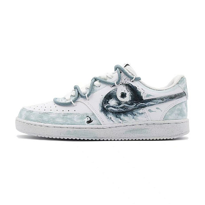 Nike Court Vision Slip Resistant Low Top Skateboard Shoes Men's White Green