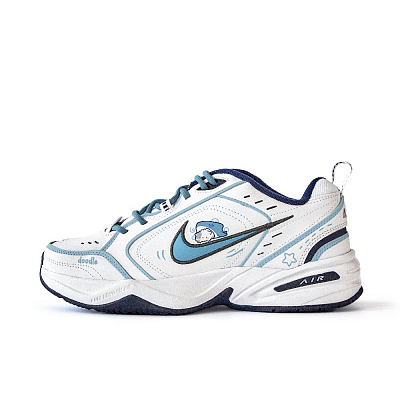 Nike Air Monarch 4 Anti Slip Wear Resistant Low Top Chunky Sneakers Unisex White Blue