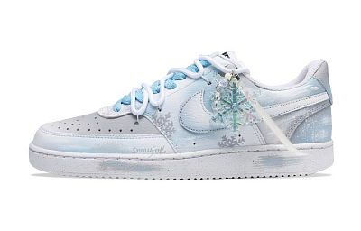 Nike Court Vision 1 Anti-Slip Wear-Resistant Low-Top Skateboard Shoes Men's Light Blue