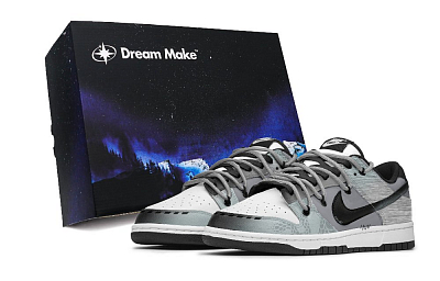 Nike Dunk Anti-Slip Wear-Resistant Low-Top Skateboard Shoes Unisex Light Gray