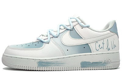 Nike Air Force 1 Anti-Slip Wear-Resistant Low-Top Skateboard Shoes Unisex Stone Lotus Blue