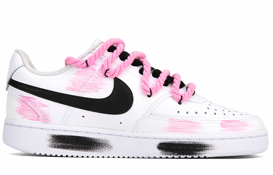 Nike Court Vision Anti-Slip Wear-Resistant Low-Top Skateboard Shoes Unisex Black White Pink купить в интернет-магазине Yoocart с быстрой доставкой по России.